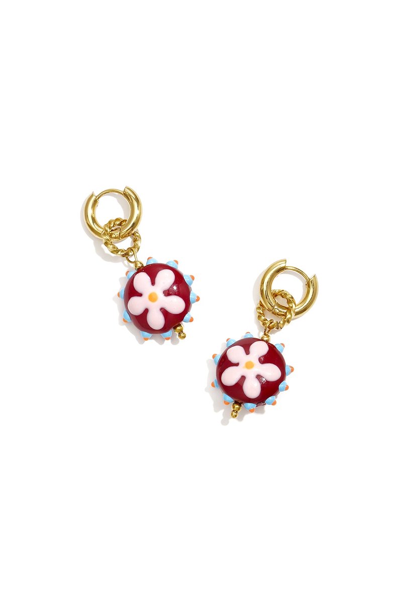 Roestvrijstalen hangende oorbellen met bloemmotief, eenvoudige dagelijkse sieraden uit de simple-serie voor dames.