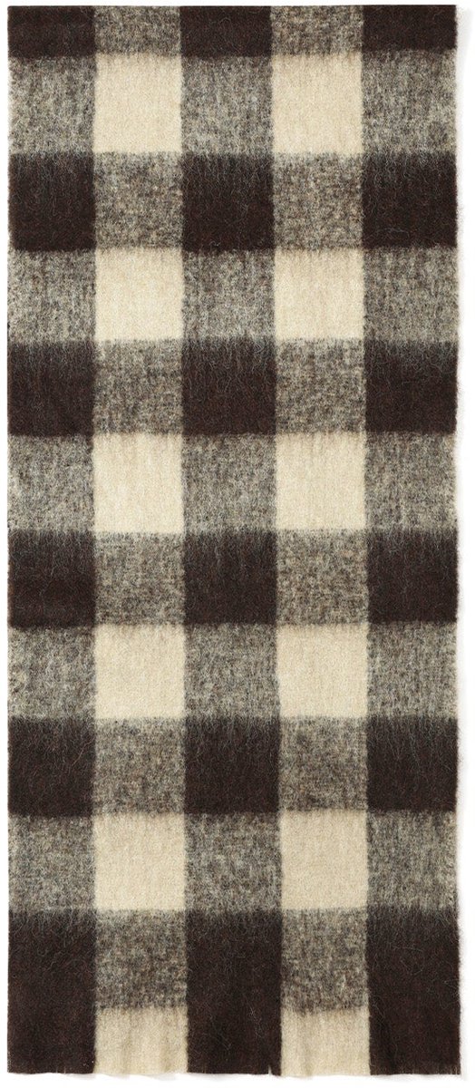 Wintersjaals met ruitpatroon, eenvoudig, polyester, geschikt voor dagelijks gebruik. - donkerbruin