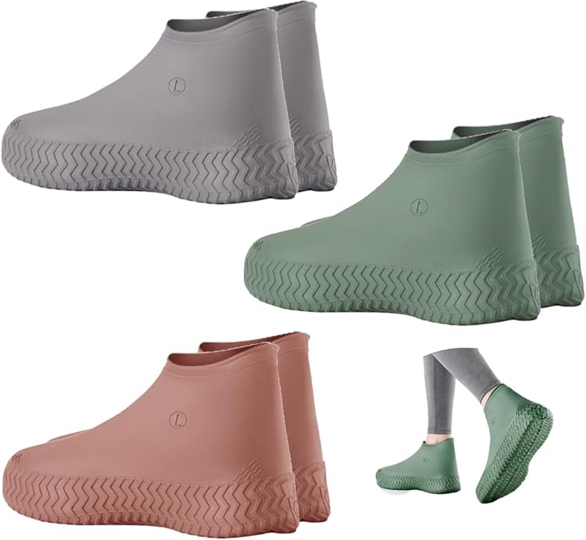 3 paar Overschoenen Waterdicht - Regenschoenen - Anti slip Schoenovertek - siliconen schoenovertrekken - Regenlaarzen - herbruikbare - voor regen, sneeuw, modder - Bescherm je favoriete schoenen - Maat L 38 tot 46