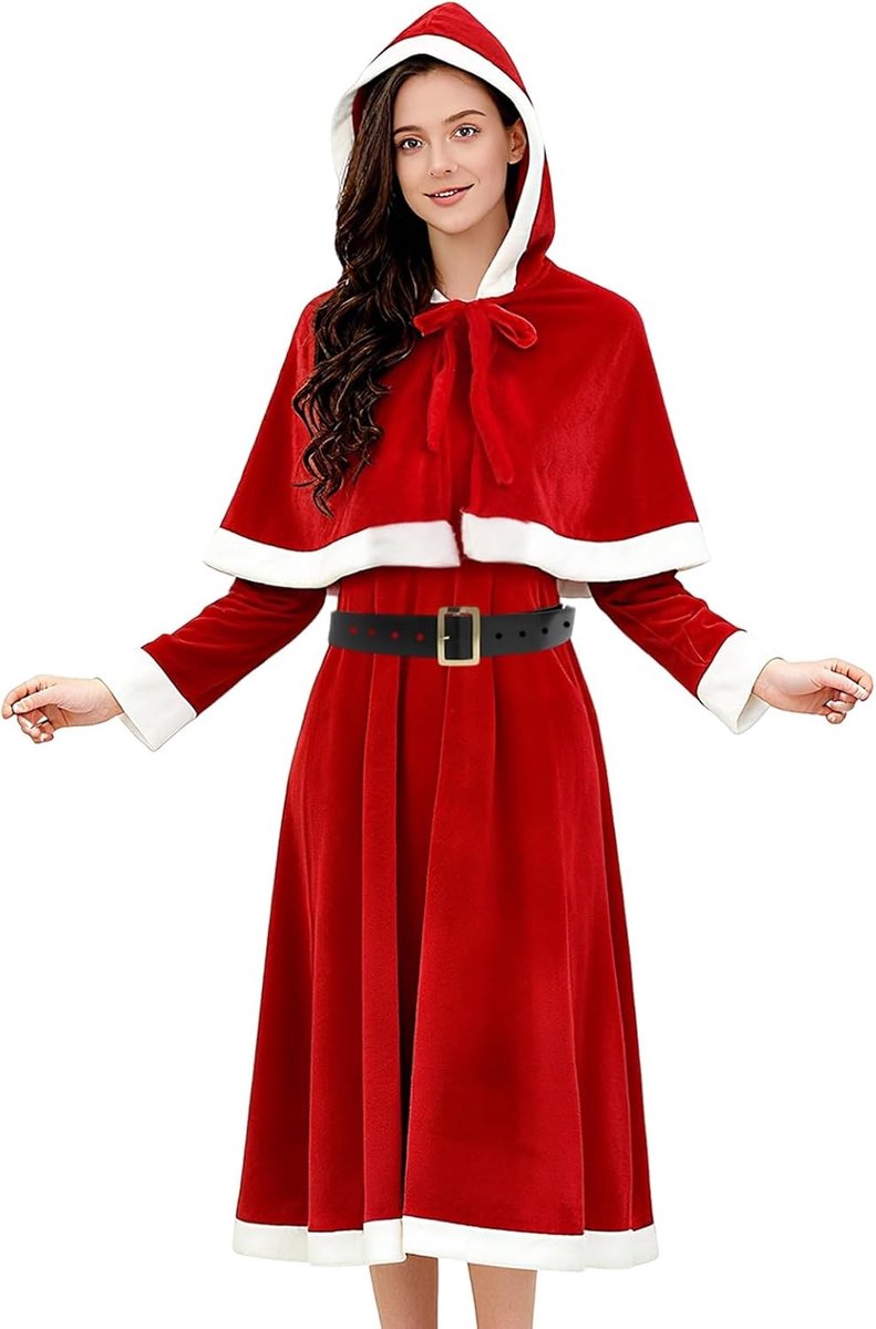 Vrouwelijk Santa Claus Kostuum voor Kerstmis - Elegante Santa Jurk, Cosplay Outfit en Feestelijke Kleding voor Dames