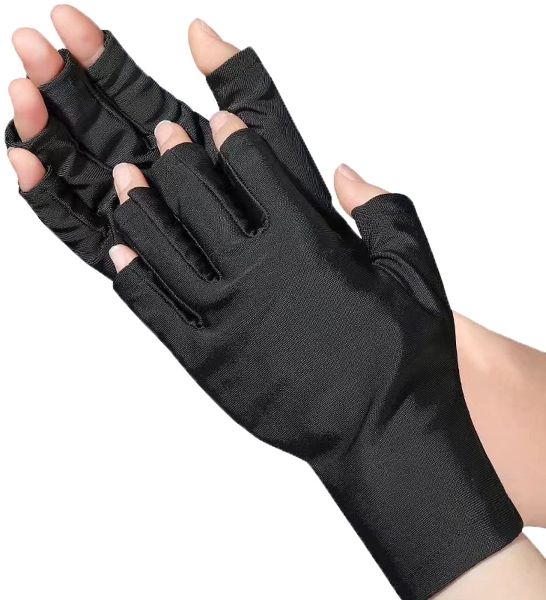 UV-beschermende Handschoenen voor Manicure - Zwart - Geschikt voor de meeste handen - Ademend en Sneldrogend Materiaal - Voor Thuisgebruik en Buitensport