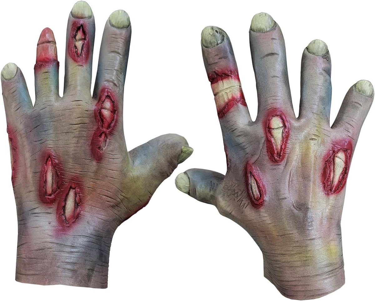 Volwassen Zombie Hands Latex Handschoenen voor Halloween Feest en Cosplay, Ghoulish Meat, beige Accessoires