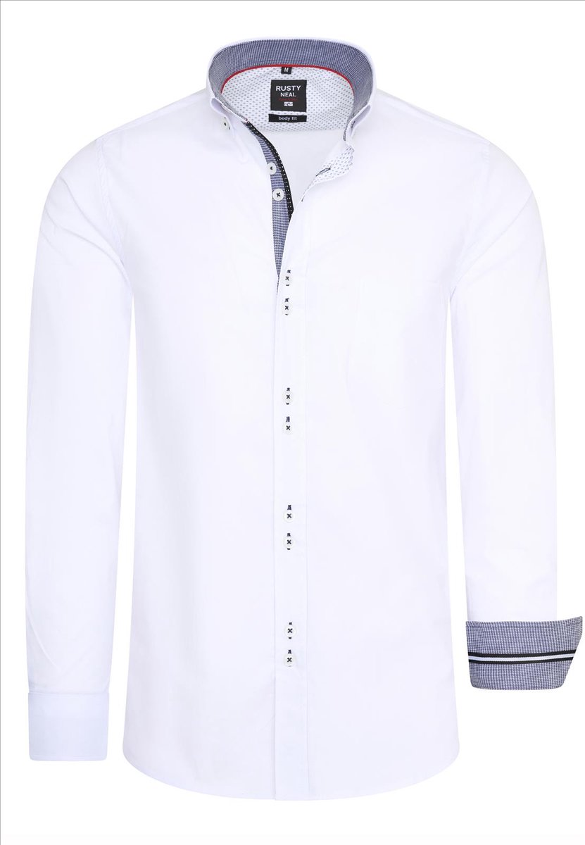 Italian Style - Heren Overhemd - Dubbele Knopen - Wit - Style-Italy
