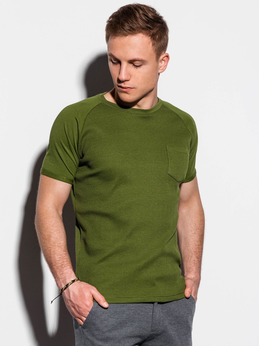 Ombre - Heren T-shirt - Shirt - Groenolive - Borstzak