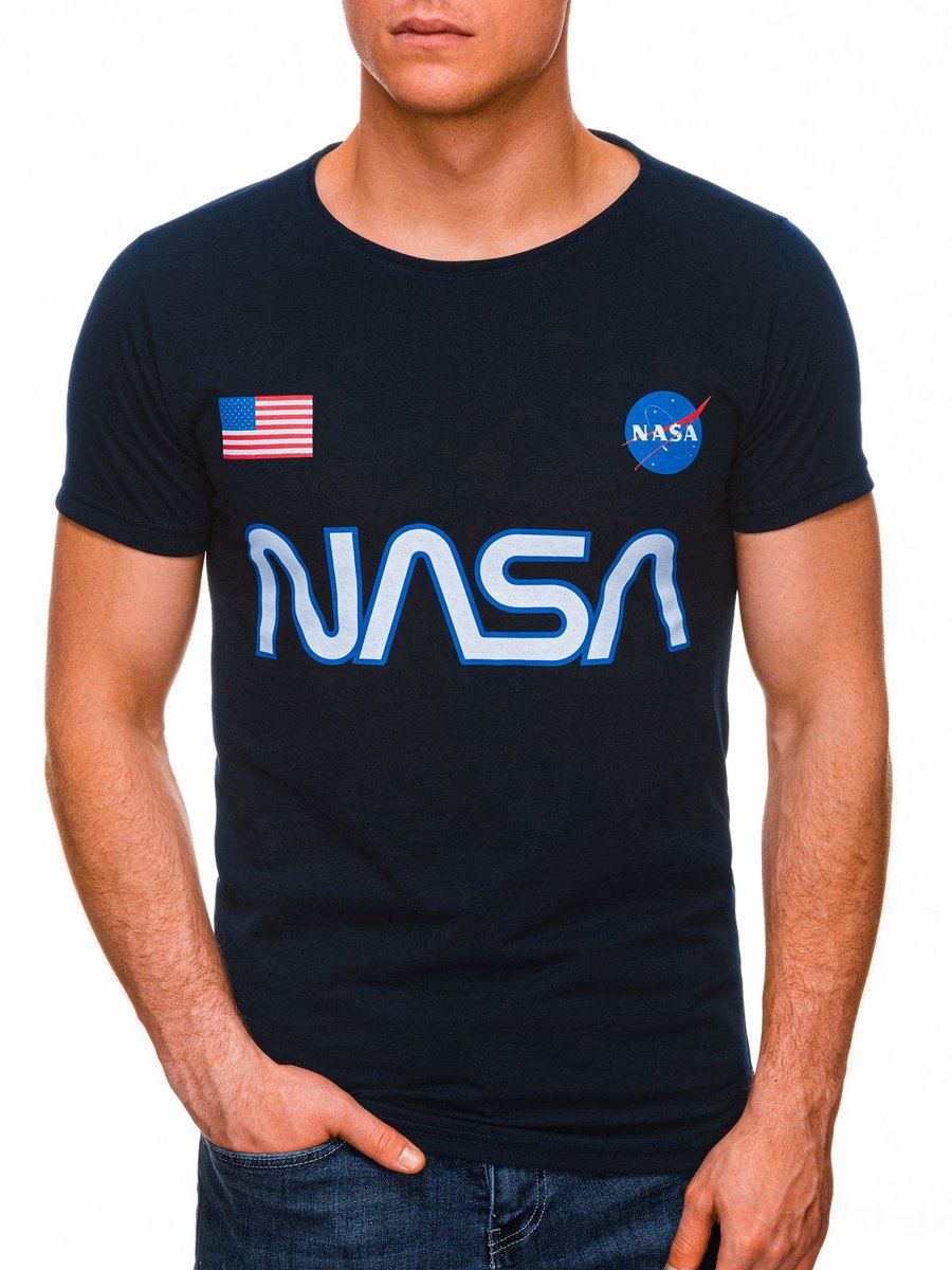 Ombre - Heren T-shirt - Shirt - Navy - Opdruk