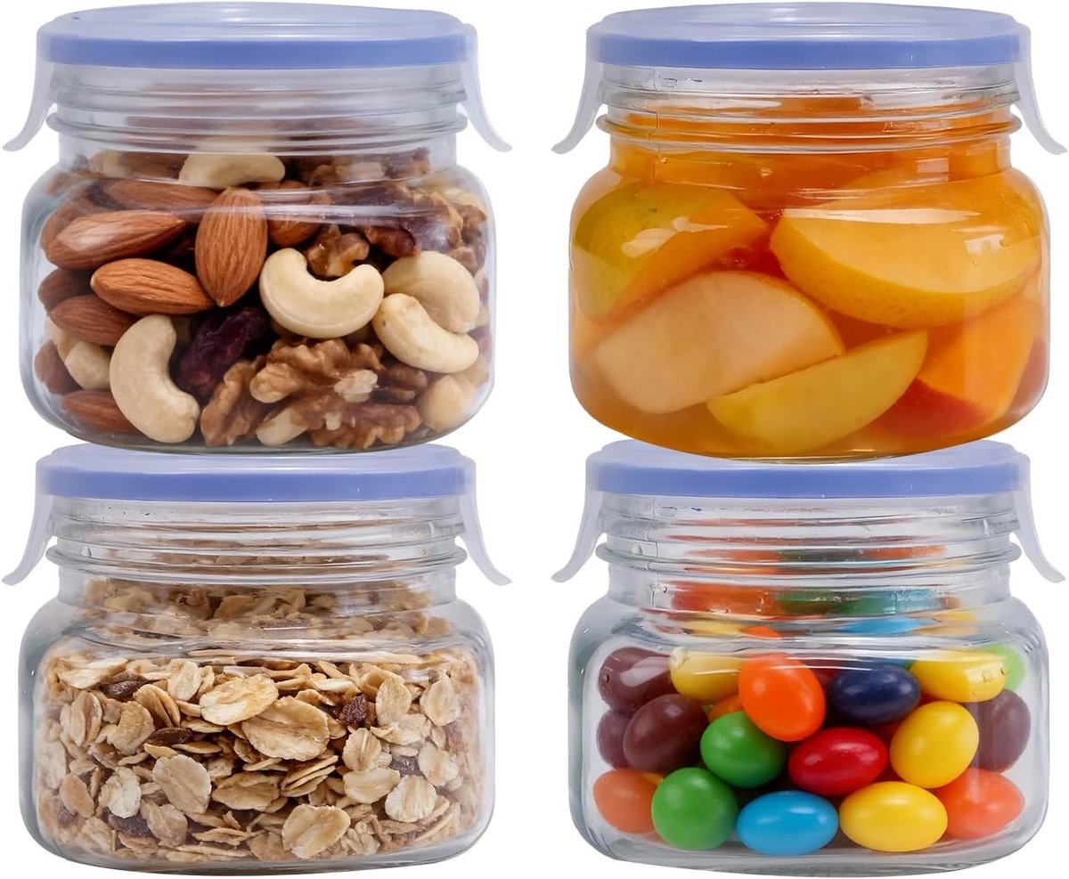 Bewaarpot - Transparant - 0,4 L - Hoogwaardig Versterkt Glas - Voor Keukenopslag