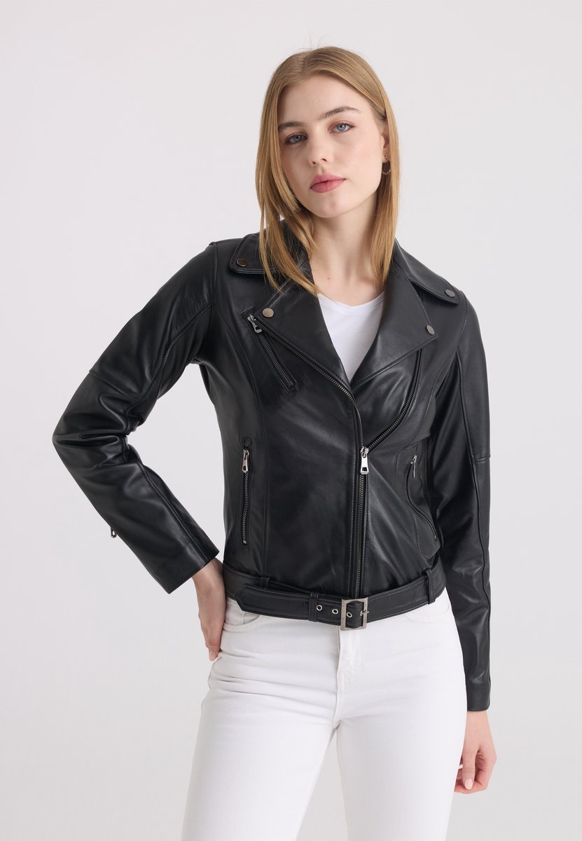 Felix Hardy Leren Jas Dames Zwart - S