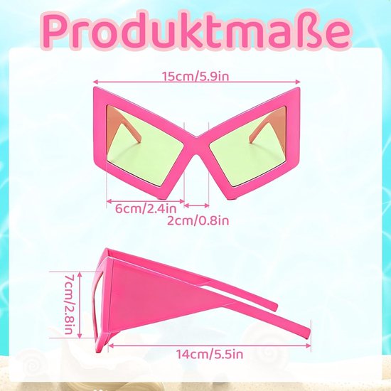 Grappige Zonnebril - Roze - 15 x 7 x 14 cm - Geometrisch Montuur met Groene Glazen - Voor Dames en Heren — afbeelding 2