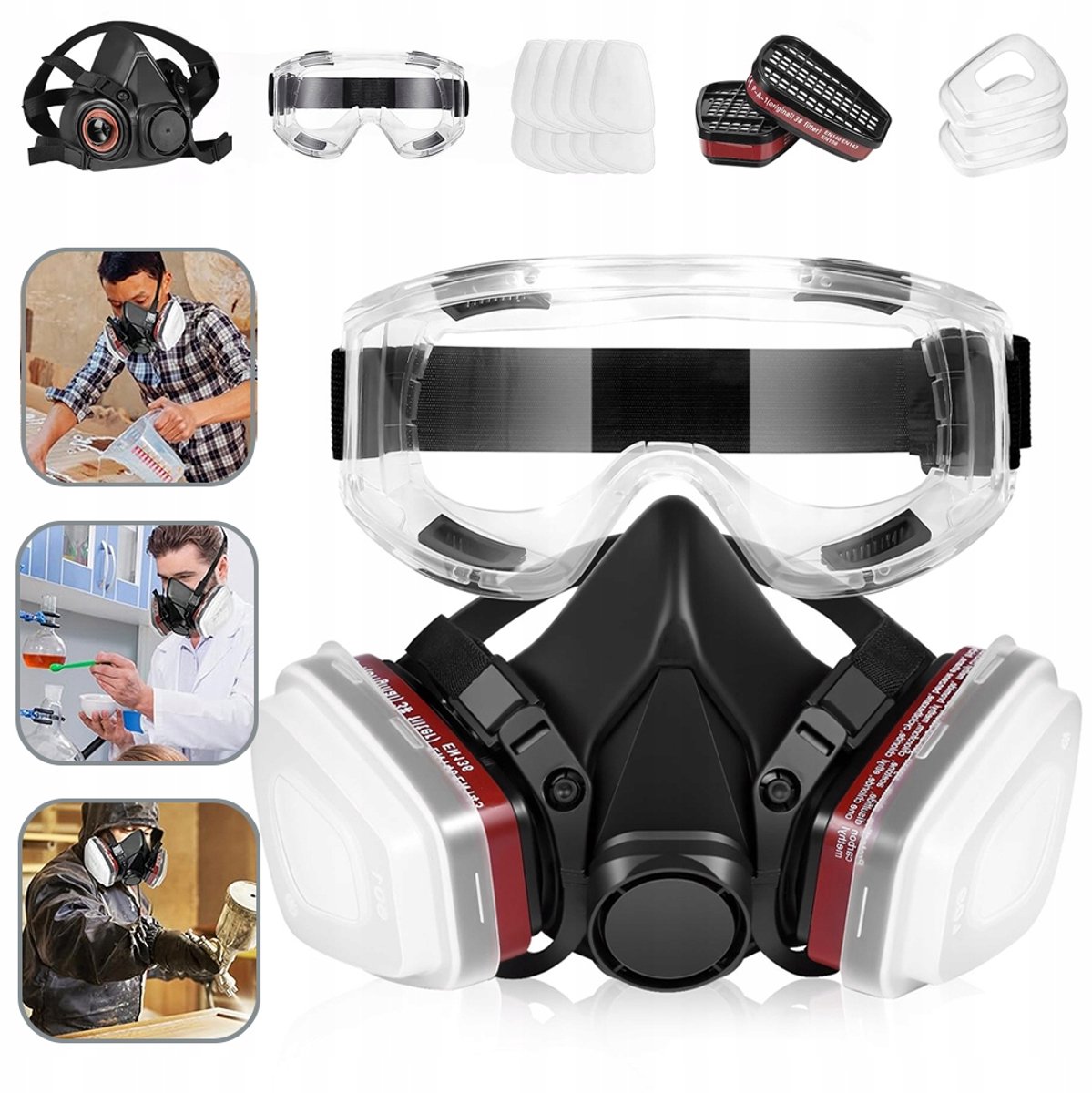 Herbruikbaar Gasmasker met 10 Filters - Professionele Ademhalingsbescherming