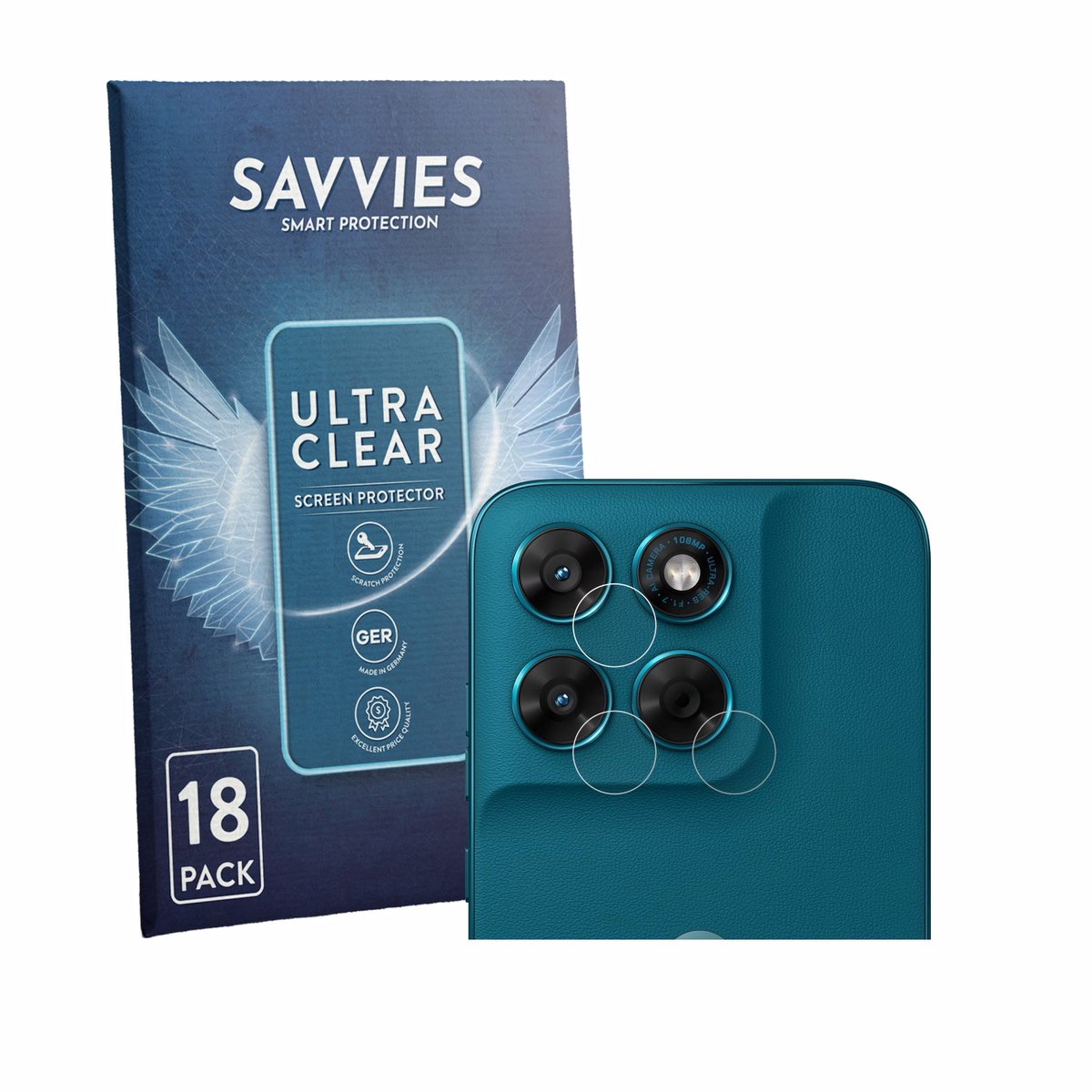 Savvies - Screenprotector voor Motorola Moto G77 (ALLEEN Camera Lens) - Folie Beschermfolie transparant 18 Stuks