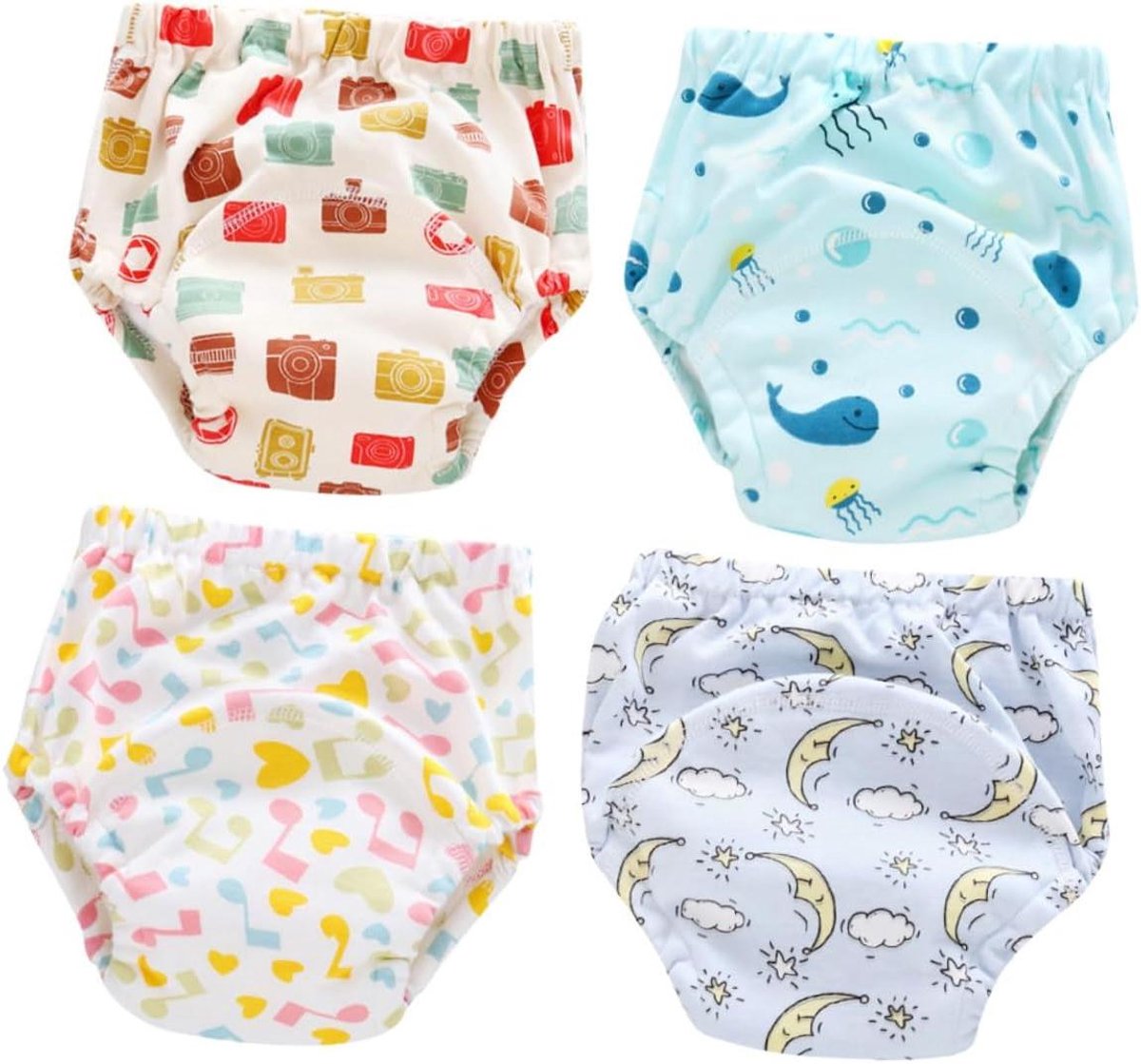 Potty Pants - Oefenondergoed Baby - Zindelijkheidstraining - Ademende Katoenlaag - 4 Stuks - Diverse Kleuren