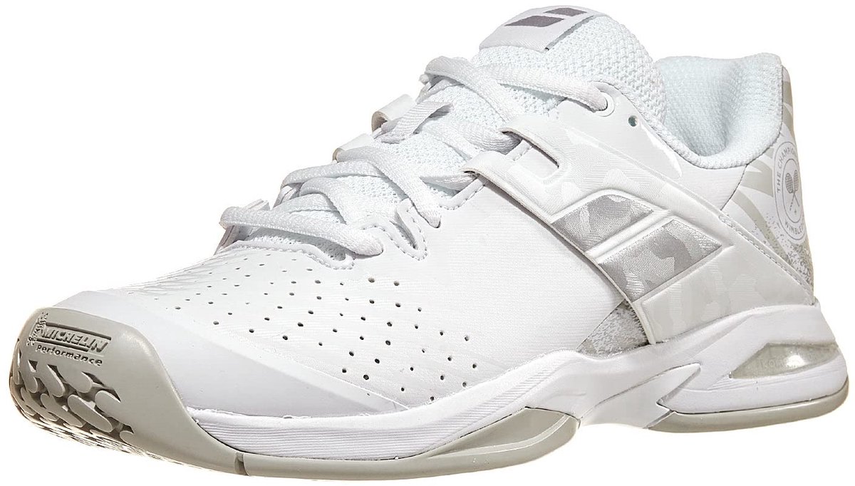 Babolat Propulse AC Wimbledon JR - Tennisschoenen - Wit Zilver - Maat 7