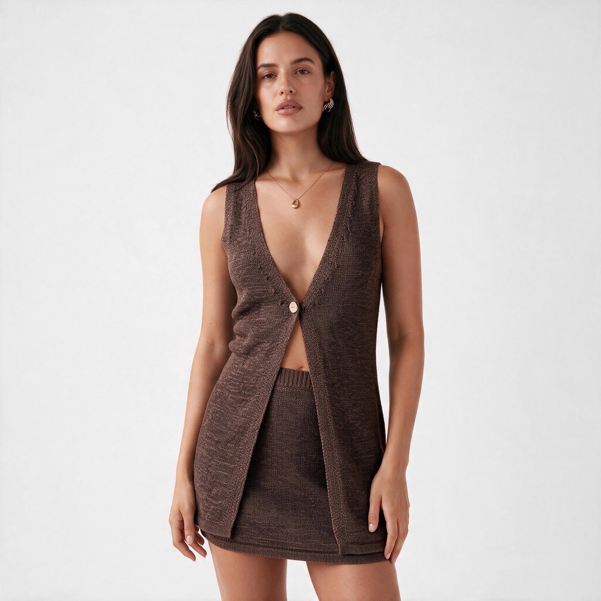 Imily Bela Dames Tweedelige Set met Gilet en Minirok
