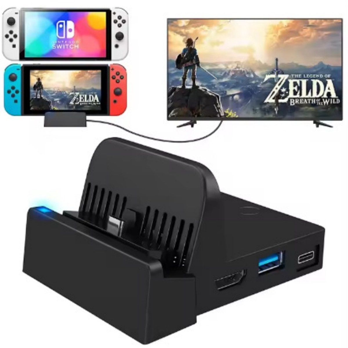 DTC Docking Station, HDMI TV-adapter Vervangende oplader Console Docking Station Docking Station, HDMI TV-adapter Vervangende oplader, met het offici?le Nintendo Switch/Switch OLED-model