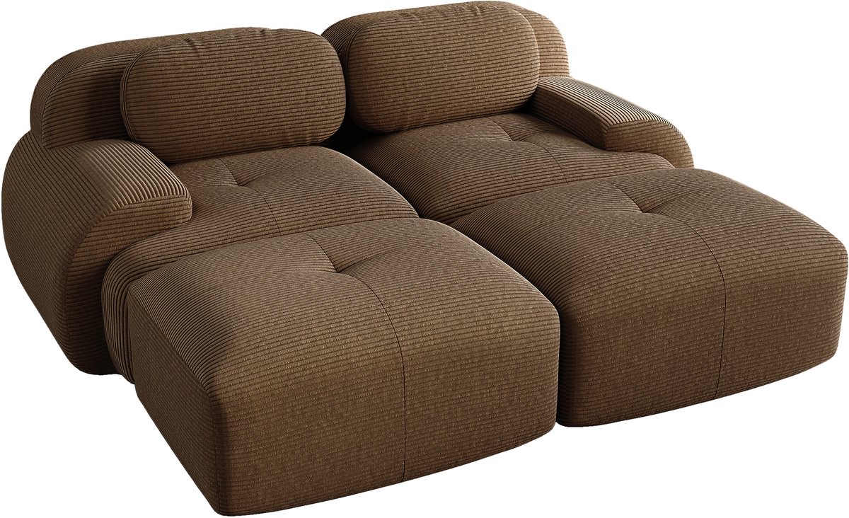 2-Zitsbank - Modulair met 2 Chaise longue Frame-loos Loveseat - Bruin