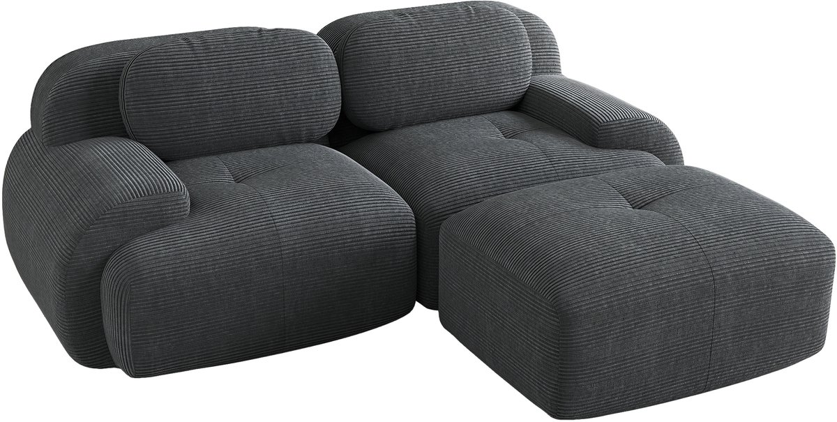 2-Zitsbank - Modulair met Chaise longue Zonder montage - Grijs