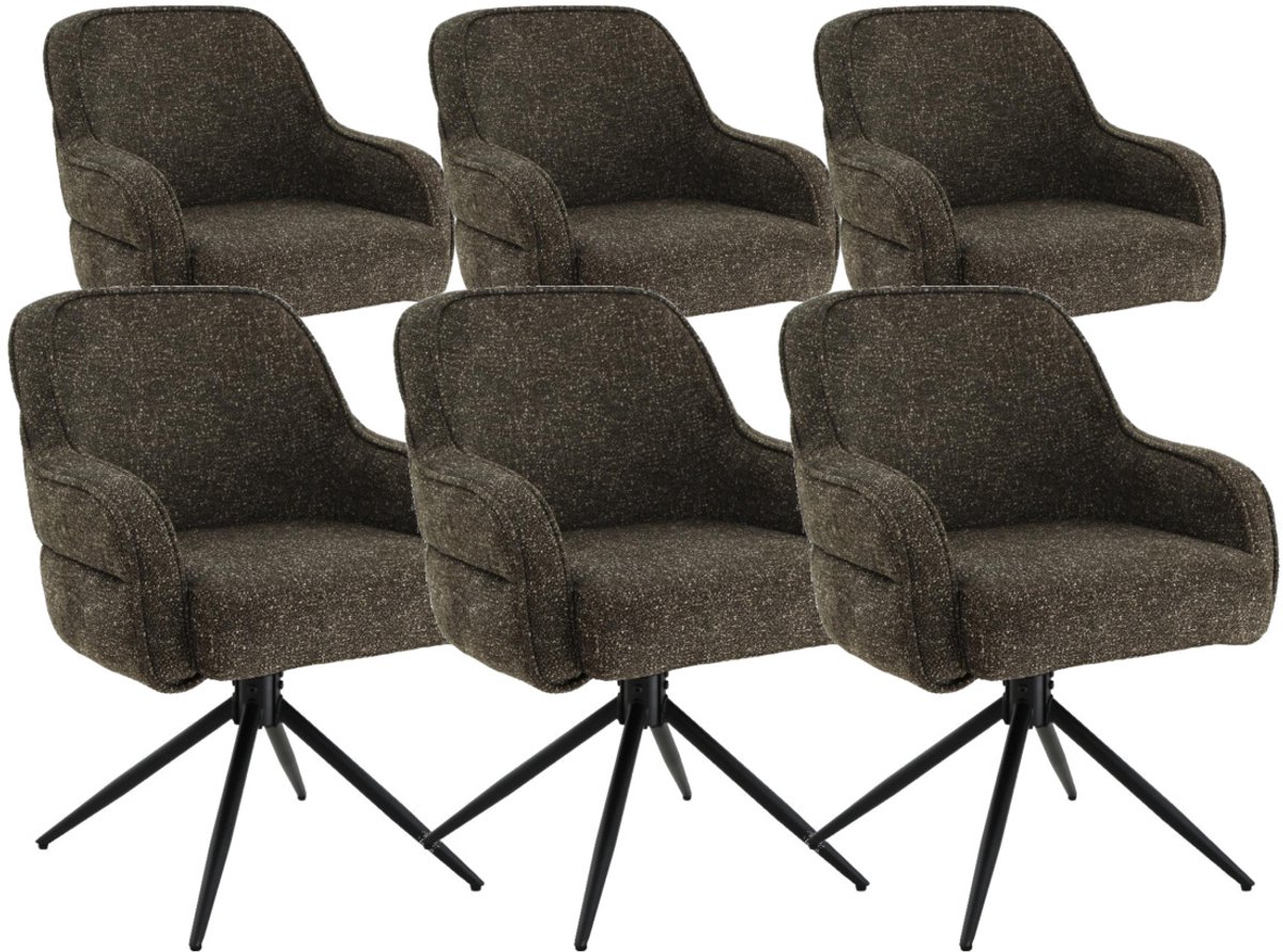 DS4U® - Loisa armstoel met terugdraaifunctie - Set van 6 - Groen - Stof