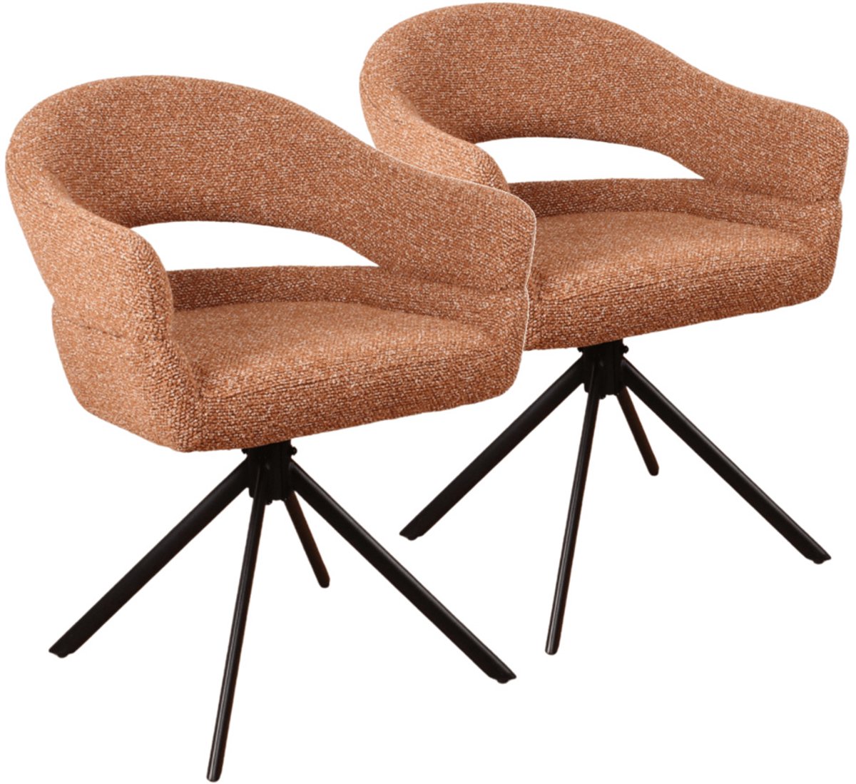 DS4U® - Bibi armstoel met terugdraaifunctie - Set van 2 - Roestbruin - Stof
