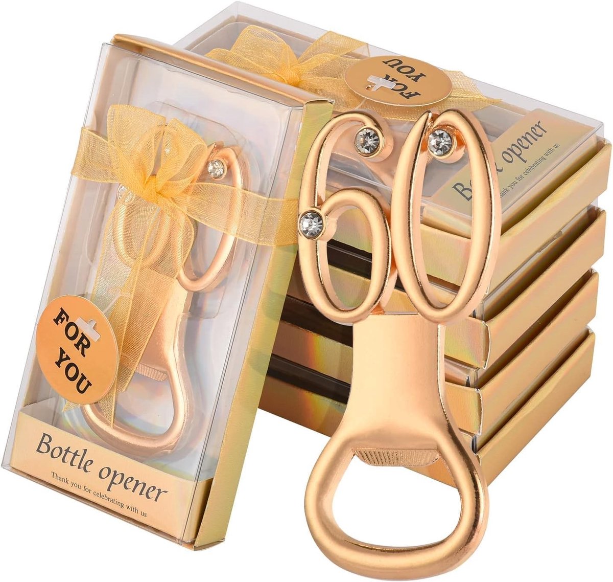 24 Stuks Gouden Flessenopeners voor 60e Verjaardag - Party Favors, Cadeaus en Decoraties voor Gasten