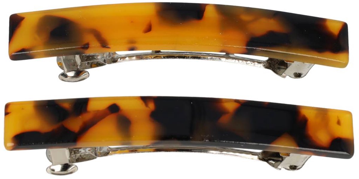 Haarsoires Haarspeld Patentspeld 6cm - Recht – Marmer Patroon – Zwart Bruin – Set van 2 - Haarspelden voor Dames - Haarklem - Haarclip - Haaraccessoires - Hair Clip - Decoratieve Haaraccessoire