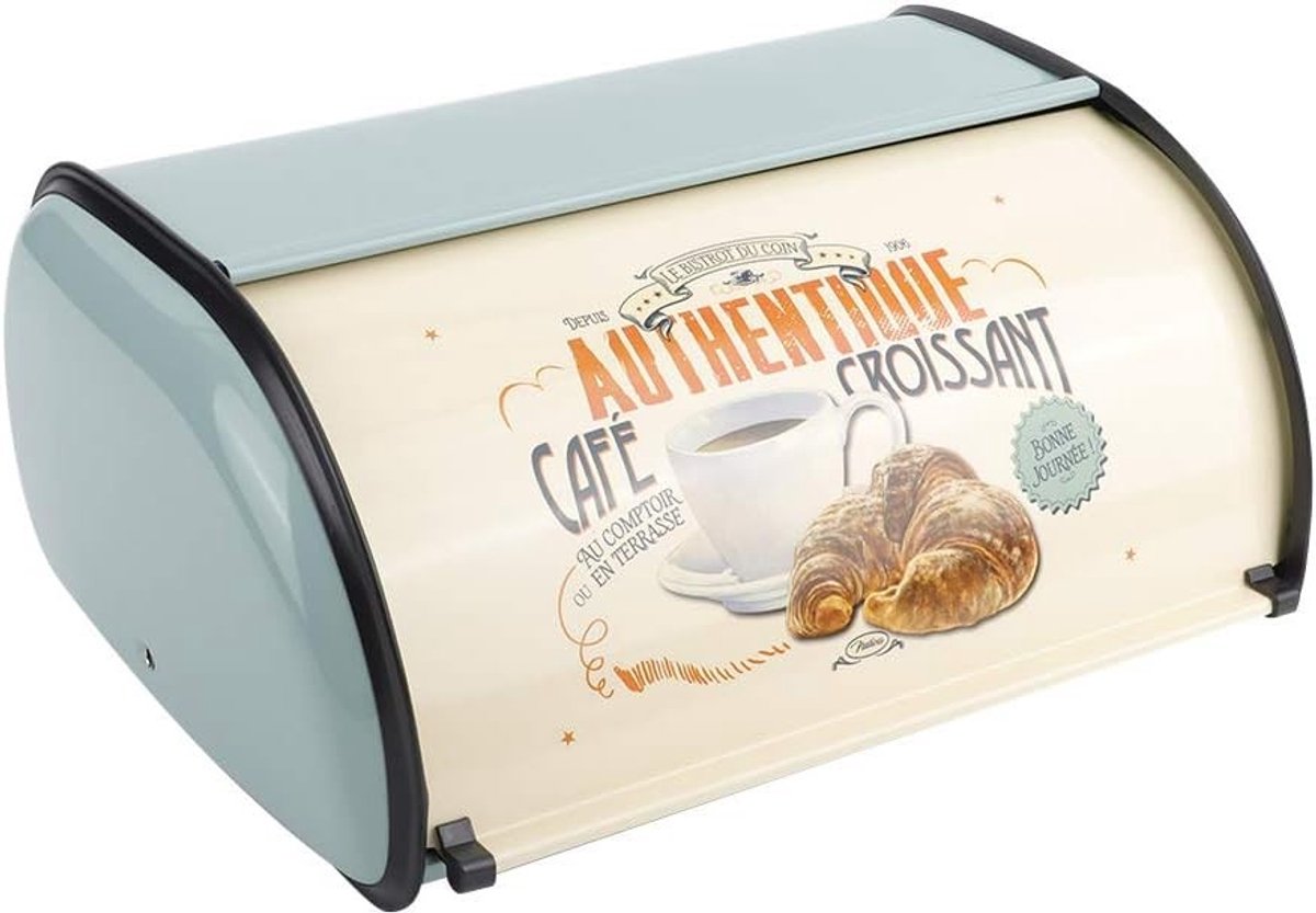Vintage Brooddoos met Roldeksel - Ruimtebesparende Opbergoplossing voor Brood op Aanrecht (Blauw)
