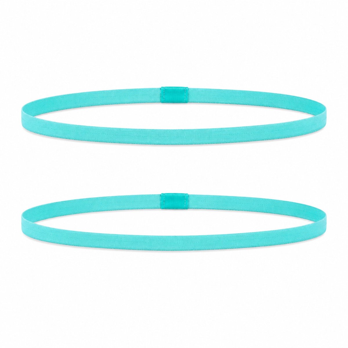 Haarsoires Haarband Sport 1cm - Elastiek - Anti-slip - Aqua Blauw - Set van 2 - Sporthaarband - Sportieve Hoofdband - voor Dames & Heren