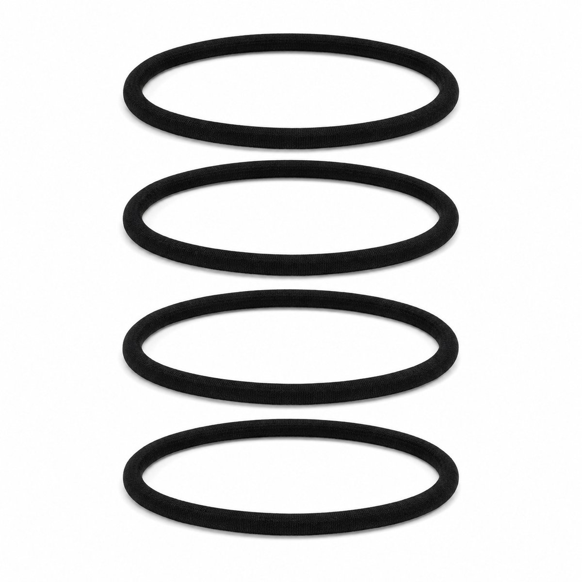 Haarsoires Haarband Sport 1cm - Endless Elastiek - Nylon - Zwart - Set van 4 - Sporthaarband - Sportieve Hoofdband - voor Dames & Heren