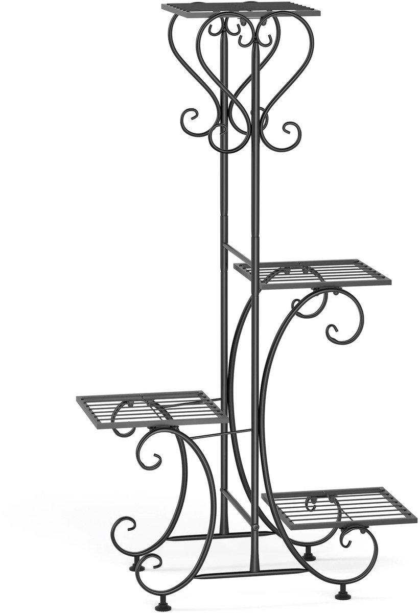 MokoHub plantenstandaard - Plantenrek - Plantentafel - Bloemenstandaard - 4-laags - Binnen & Buiten - 52.5x24.5x93.5cm - Zwart