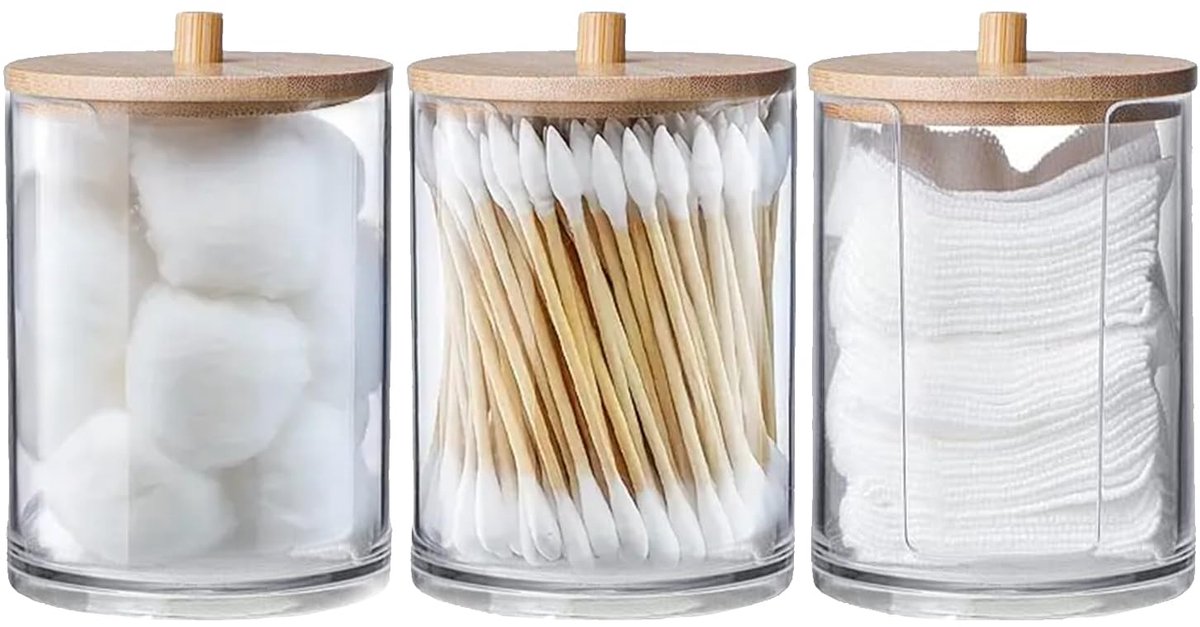 SoapUp® 3 Design Storage Boxes for Bathroom Accessories - Made of Transparent Acrylic & Bamboo Lids - ShopVlot