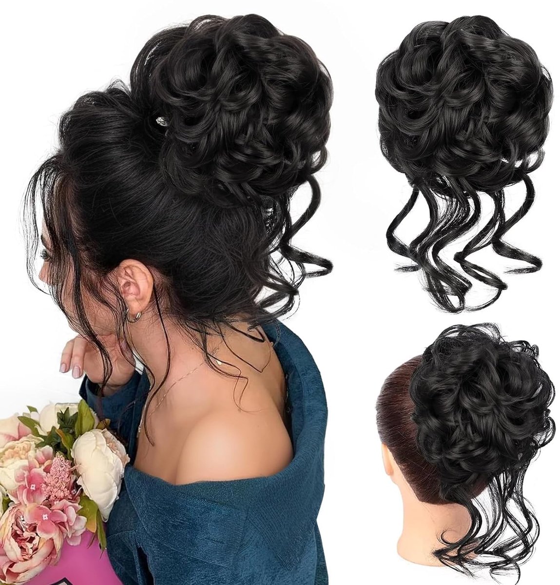 Bun Hair Piece Hairs Scrunchies,haarelastiek met haar,natuurlijk haarstukjes voor dun haar,synthetisch haar - ShopVlot