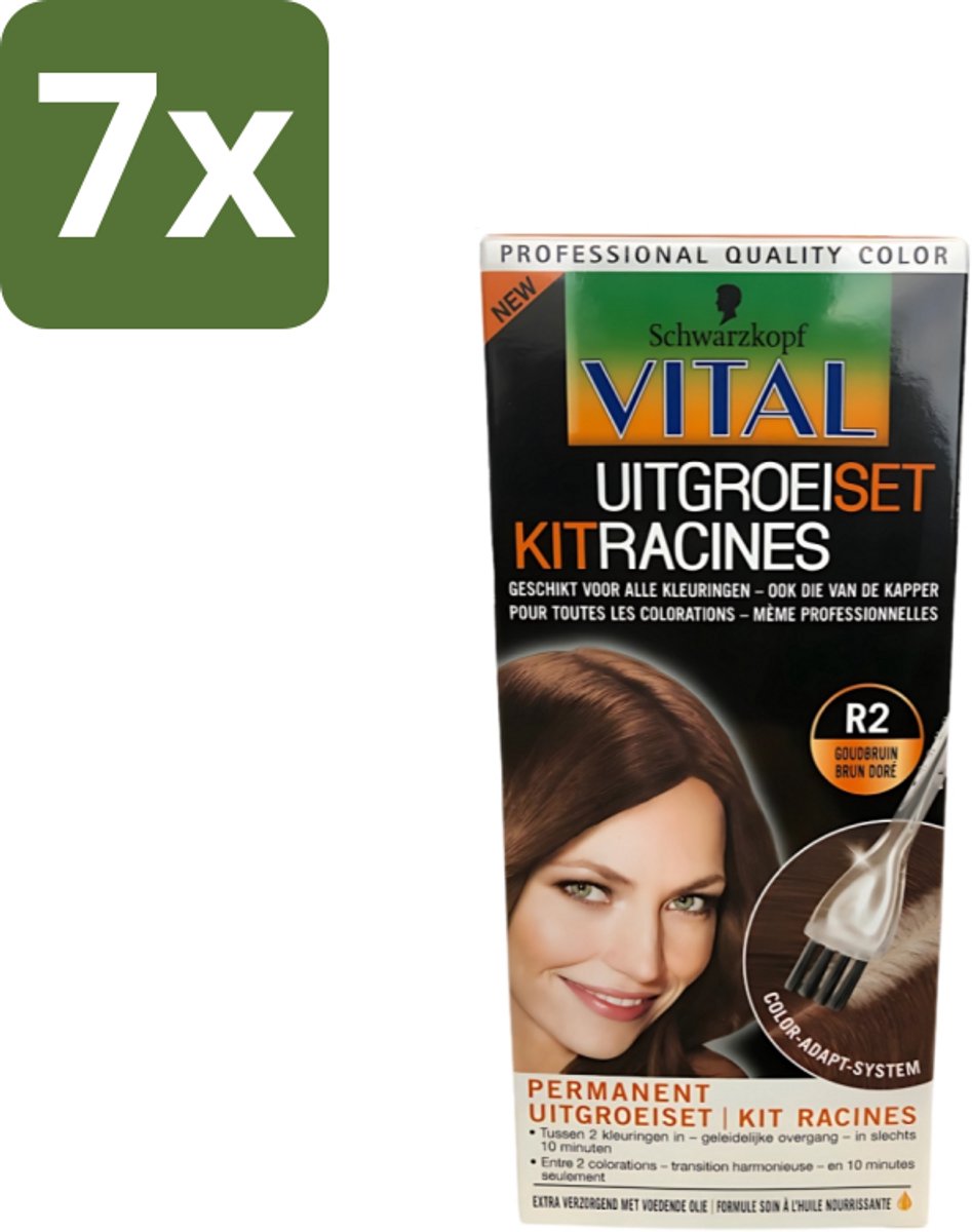 Schwarzkopf Vital - Haarverf - Uitgroeiset - R2 Goudbruin - 60 ml - Bulkverpakking - 7 stuks