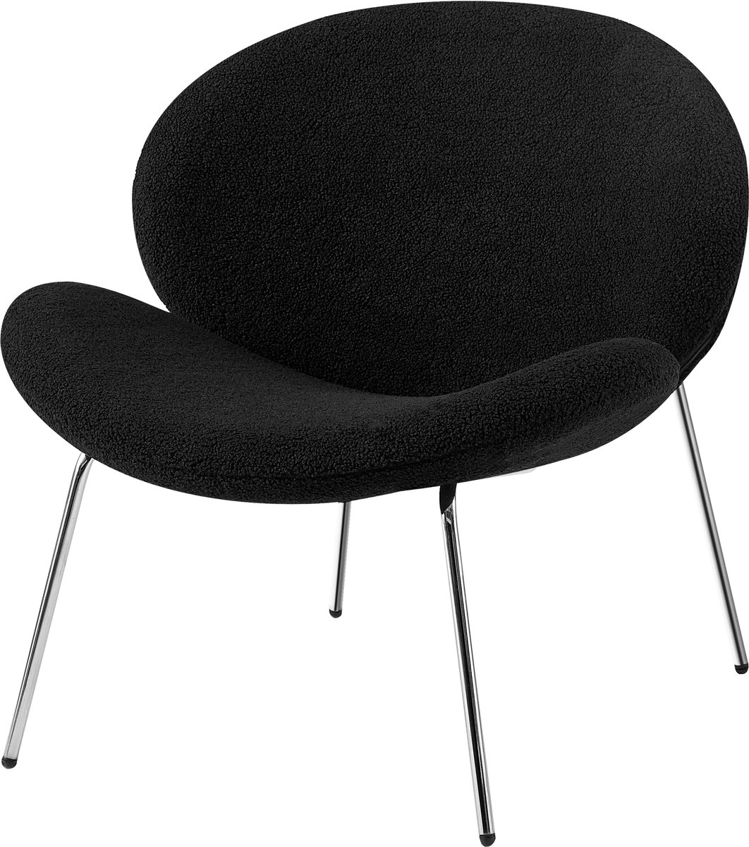 Padiro loungestoelen set van 2 - zwart / zilver - bouclé - ijzeren onderstel - japandi