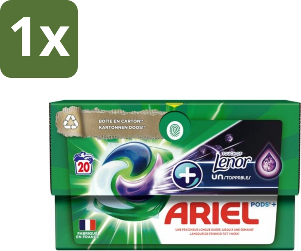 Ariel Original - Touch of Lenor Unstoppables - Wasmiddelcapsules - Pods+ - Witte en Gekleurde Was - 20 Wasbeurten - 1 stuk