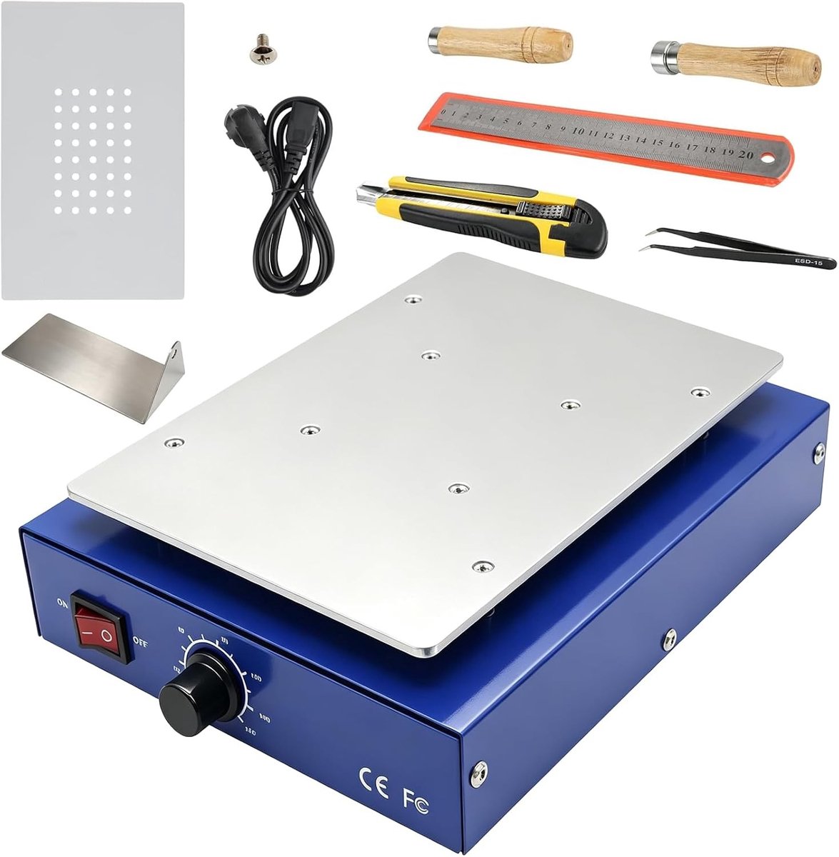 7 inch touchscreen verwarmingskussen voor lcd-reparatie en BGA nabewerking, met constante temperatuur van 60-120 °C, 450 W, inclusief verwarmingspen en schraperset, ideaal voor precisiewerk en elektronica reparatie