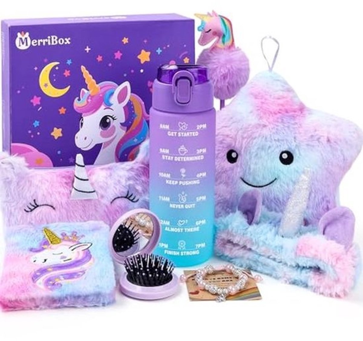 Magische Eenhoorn Cadeauset voor Meisjes van 4 tot 10 Jaar – Drinkflessen, Knuffelkussens en Meer – Perfect voor Verjaardag, Kerst en Speciale Gelegenheden