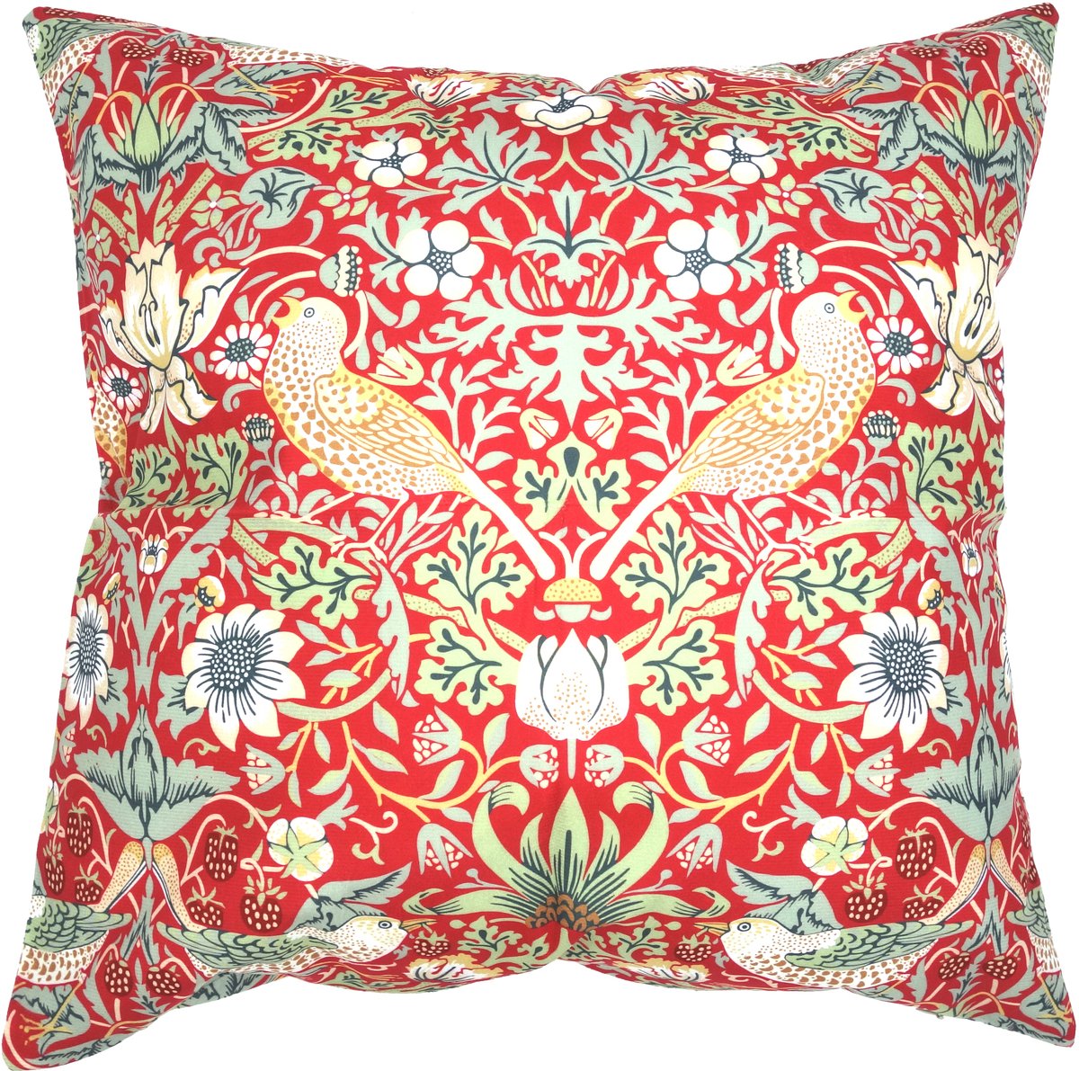 De Kussenkraam Kussenhoes Strawberry Thief - William Morris - rood - 44 x 44 cm - Exclusief binnenkussen