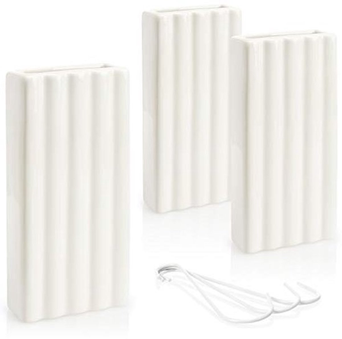 Luchtbevochtiger voor verwarming - Keramische waterverdamper in gestreept design - Witte radiator luchtbevochtiger