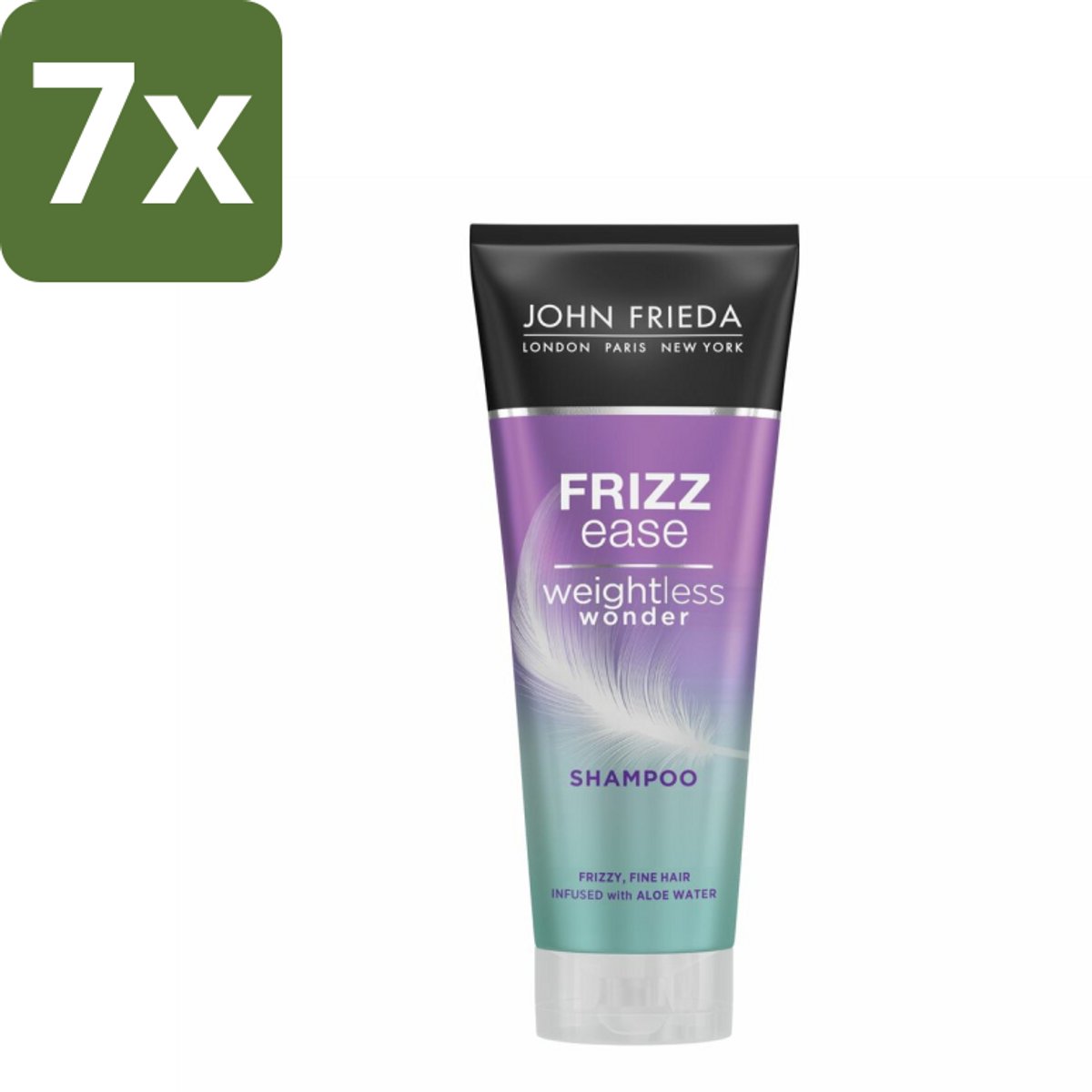 John Frieda – Shampoo – Frizz Ease Weightless Wonder – Lichtgewicht verzorging – 250 ml - Bulkverpakking - 7 stuks