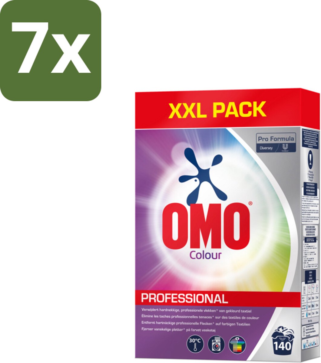 Omo Professional – Wasmiddel Poeder – Gekleurde Was – 140 Wasbeurten – Pro Formula – 7 kg - Bulkverpakking - 7 stuks