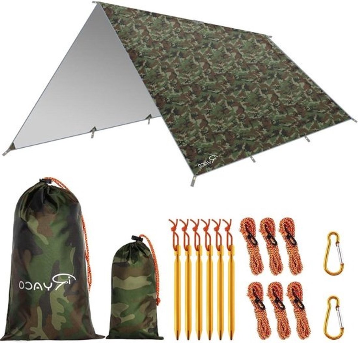 Camping tentzeil 3 m x 4 m tarp voor hangmat waterdicht licht compact tentonderlegger picknickdeken Hammock voor camping outdoor-Camo 3 * 4m
