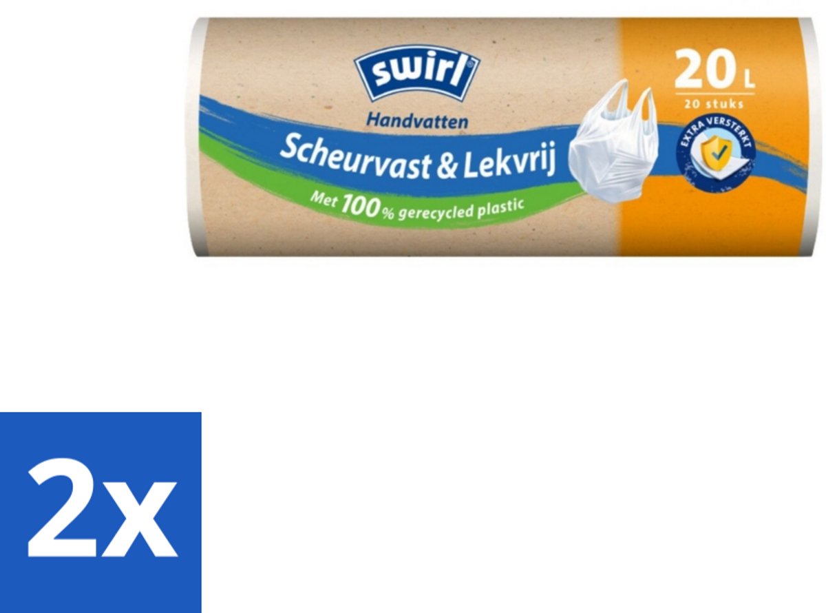 Swirl – Pedaalemmerzakken – 20 L – Handvat – 20 zakken - Voordeelverpakking - 2 stuks