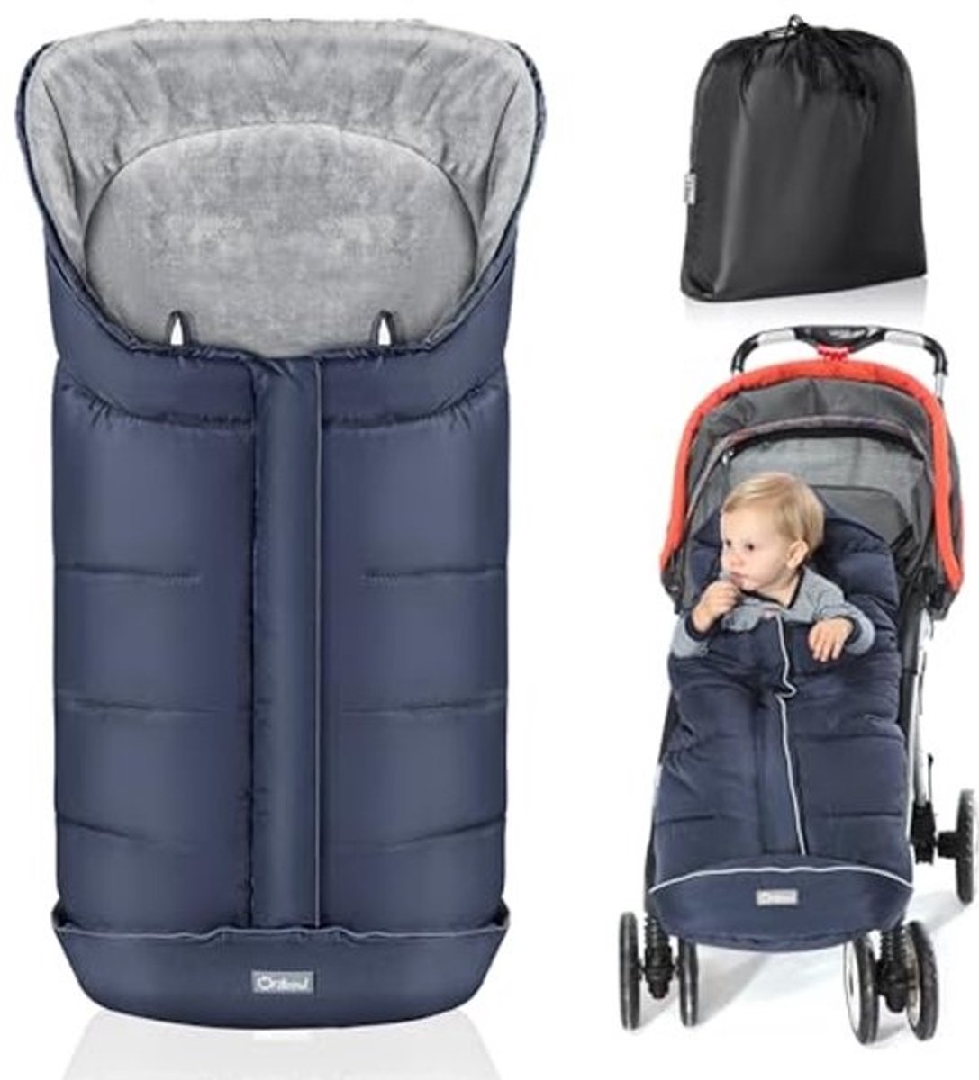 Universele Winter Voetenzak voor Kinderwagens en Draagzakken - Waterdicht, Windproof en Koudbestendig - Inclusief Kap en Opbergzak, Blauw