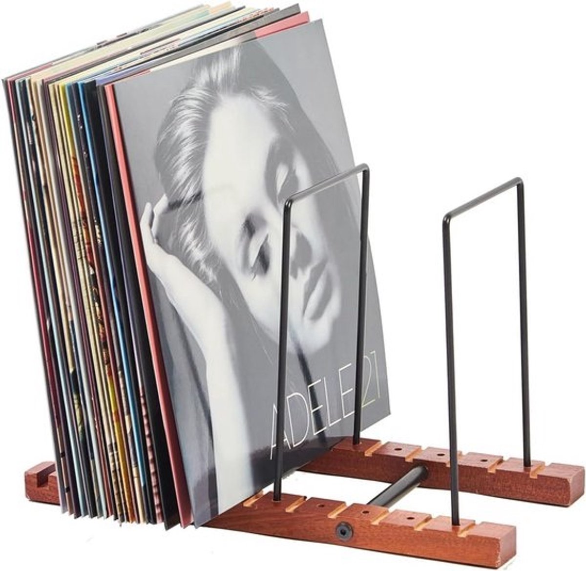 Vinyl Record Opbergdoos voor 50 LP's en CD's - Houten Platenhouder met Antislip Matten