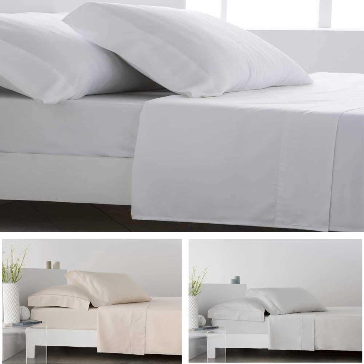 Bedlinnenset 135 x 190 / 200 Egyptisch katoen 400 thread count wit beddengoedset 135 x 190/200 + 1 kussensloop + - ShopVlot