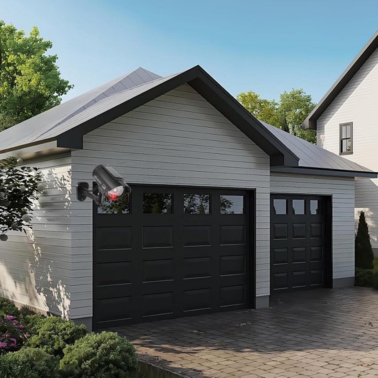 GELLDG 2 Stuks Bewakingscamera's - Fake Camera met Rood Knipperlicht - Solar Dummy Camera voor Binnen en Buiten - Geschikt voor Tuin, Garage en Huis - Kunststof - 13.5x6cm — afbeelding 2