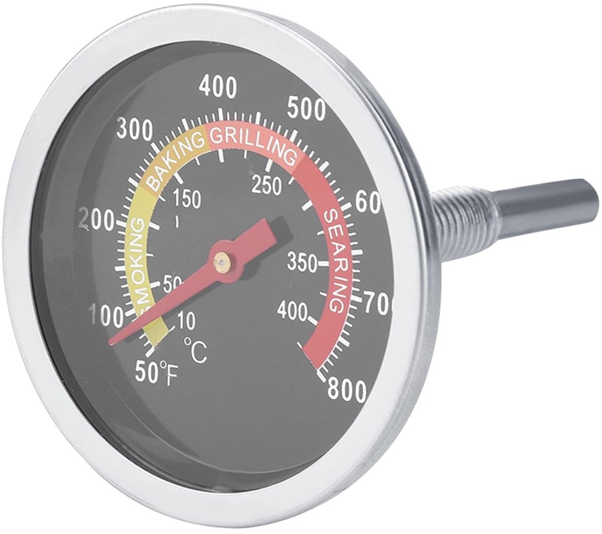 Hoge Temperatuur Grill Thermometer voor BBQ en Roken, RVS Thermometer voor Vlees en Oven, Eenvoudig te Installeren en Geschikt voor Buitengebruik 50~800℉