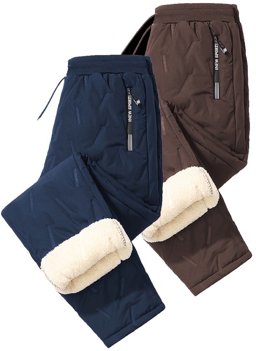 Currero Warme Broek Heren Thermo Fleece Winterbroek Joggingbroek Sweatpants + Blauw