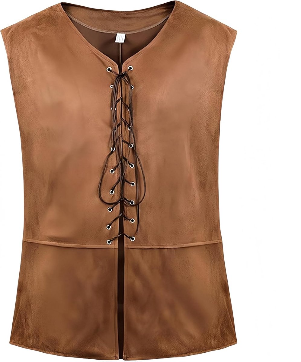 Steampunk Gothic Pirate Gilet voor Mannen - Mouwloos Renaissance Vest voor Middeleeuwse, Victoriaanse Kostuums en Themadagen