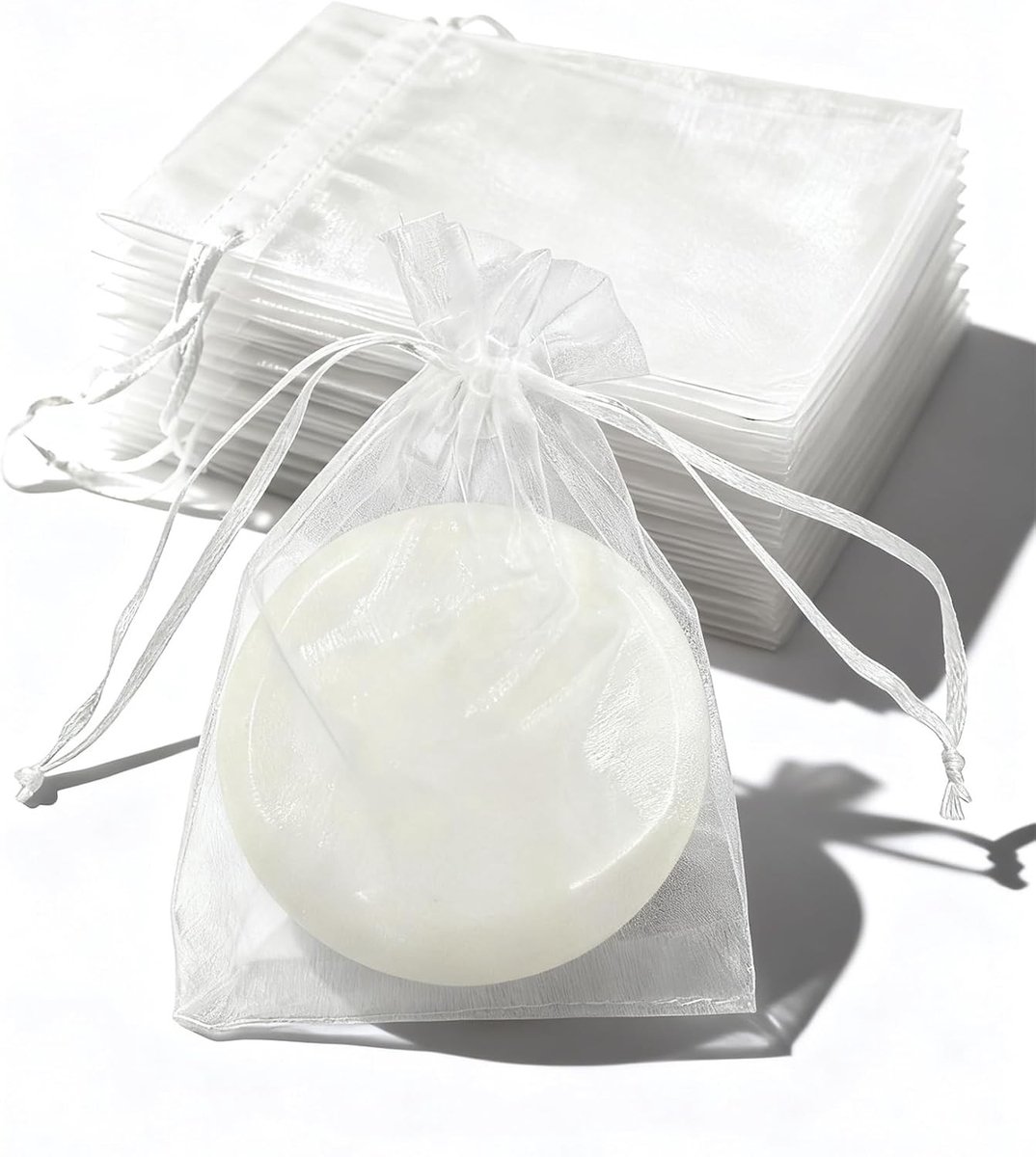 200 Stuks Witte Organza Zakjes 10x15cm voor Bruiloft, Sieraden en Cadeaus - Perfect voor Feestbenodigdheden en Verjaardagen