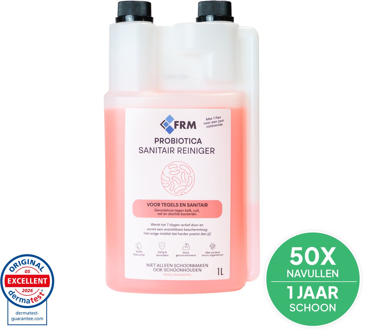 FRM Probiotica Sanitairreiniger - Natuurlijk, Veilig & Krachtig - Werkt 7 dagen door - Voor Badkamer & Toilet